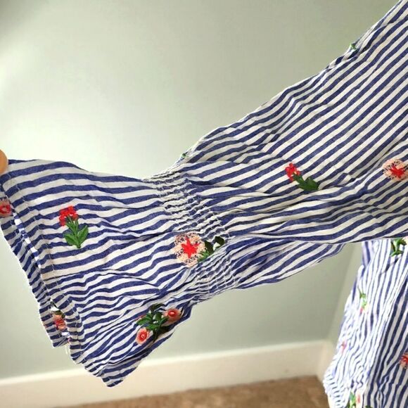 Miss ME WOMEN'S OFF OR ON SHOULDER TOP SIZE LARGE BELL SLEEVES PULLOVER - Picture 5 of 8